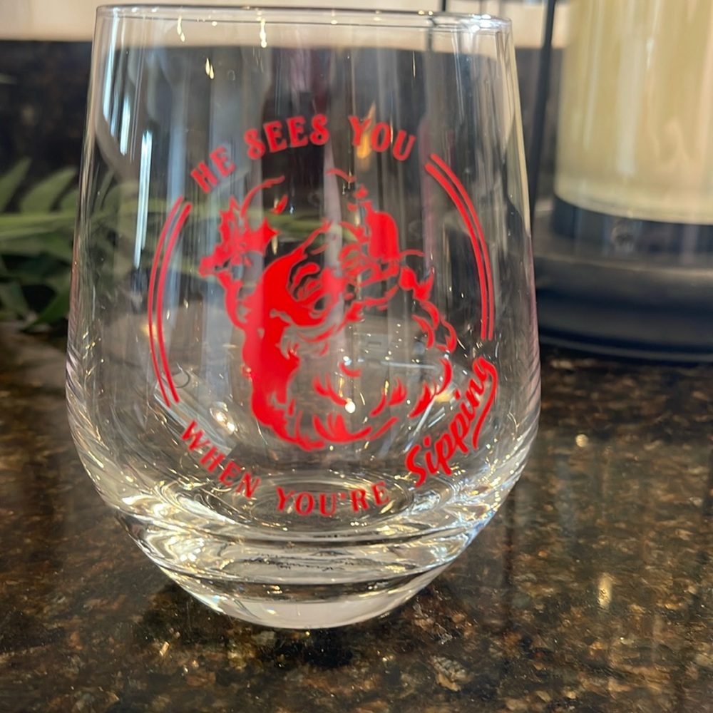 Hallmark Santa Glass Wine Tumbler
